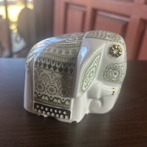 Decorative White and Green Elephant Figurine
